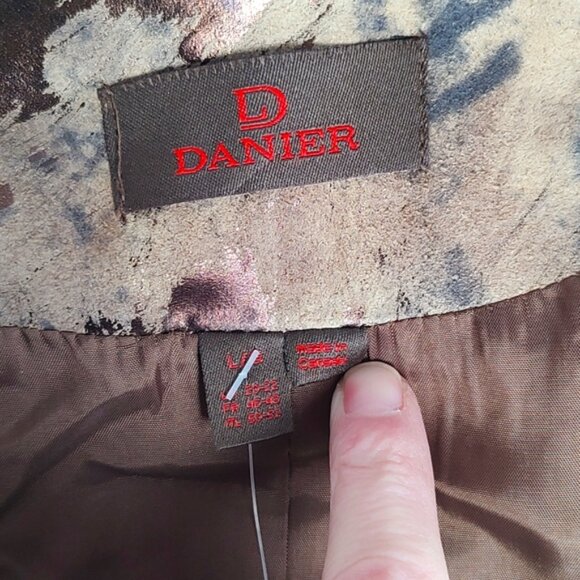 NWT! Y2K Danier Leather Jacket Abstract Metallic Bronze Nappa Light Size Large - Picture 10 of 11